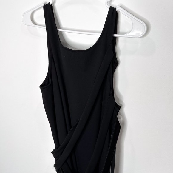 Halston Heritage Sleeveless Scoop-Neck Mini Dress w/ Draped Strappy Detail Black - Picture 10 of 16